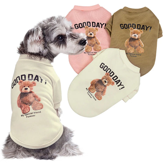 the GOOD DAY TEDDY - Pet Clothes, Cartoon Bear Pet Shirt, Puppy Clothes, Pet Jacket for Small/Medium Dog/Cat, Chihuahua Costume, Dogs Winter Cute Costume