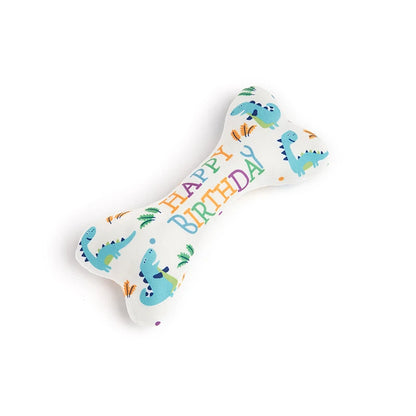 the BIRTHDAY BONE - Dog Toys, Bone Bite Resistant Interactive Toys, Relieve Emotions Squeaking Sound Plush Chew, Vocalize Toys - Birthday Gift