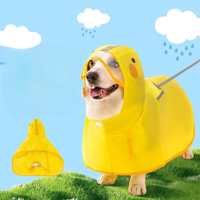the DUCK'N'DRY RAIN PONCHO - Pet Dog Duck Shape Rainwear/Raincoat, Puppy/Pet Hooded Waterproof Jacket Clothes, Soft PVC Small Dogs Raincoat, Puppy Rain Poncho