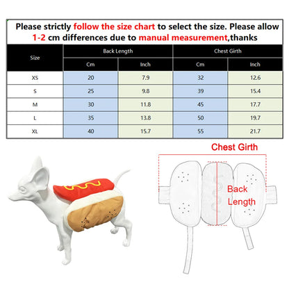 Funny Halloween Dog Costumes Large Small Dogs Cat Hot Dog Shaped Adjustable Pet Clothes Pets Party Costume Suit Bulldog Supplies