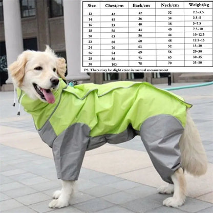 the CAMO-DOG - Large Pet Dog Raincoat, Waterproof Rain Clothes, Jumpsuit for Large/Medium/Small Dogs, Golden Retriever Outdoor Pet Clothing Coat
