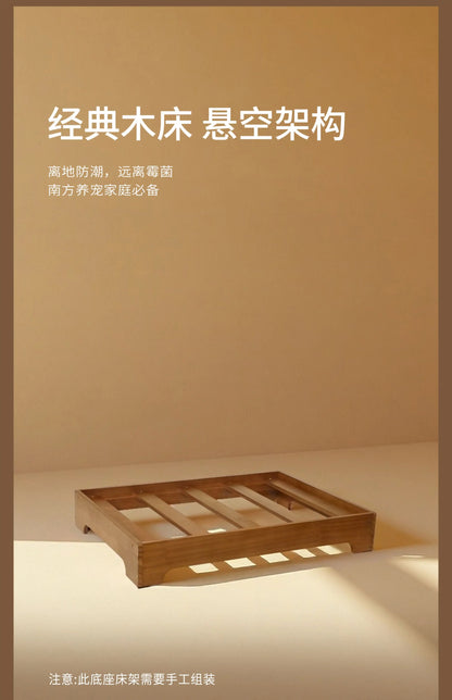 Wooden Pet Tent House - Washable Dog Bed for Small Dogs, Cat House with Removable Cover, Cozy Pet Tent for Indoor/Outdoor Use