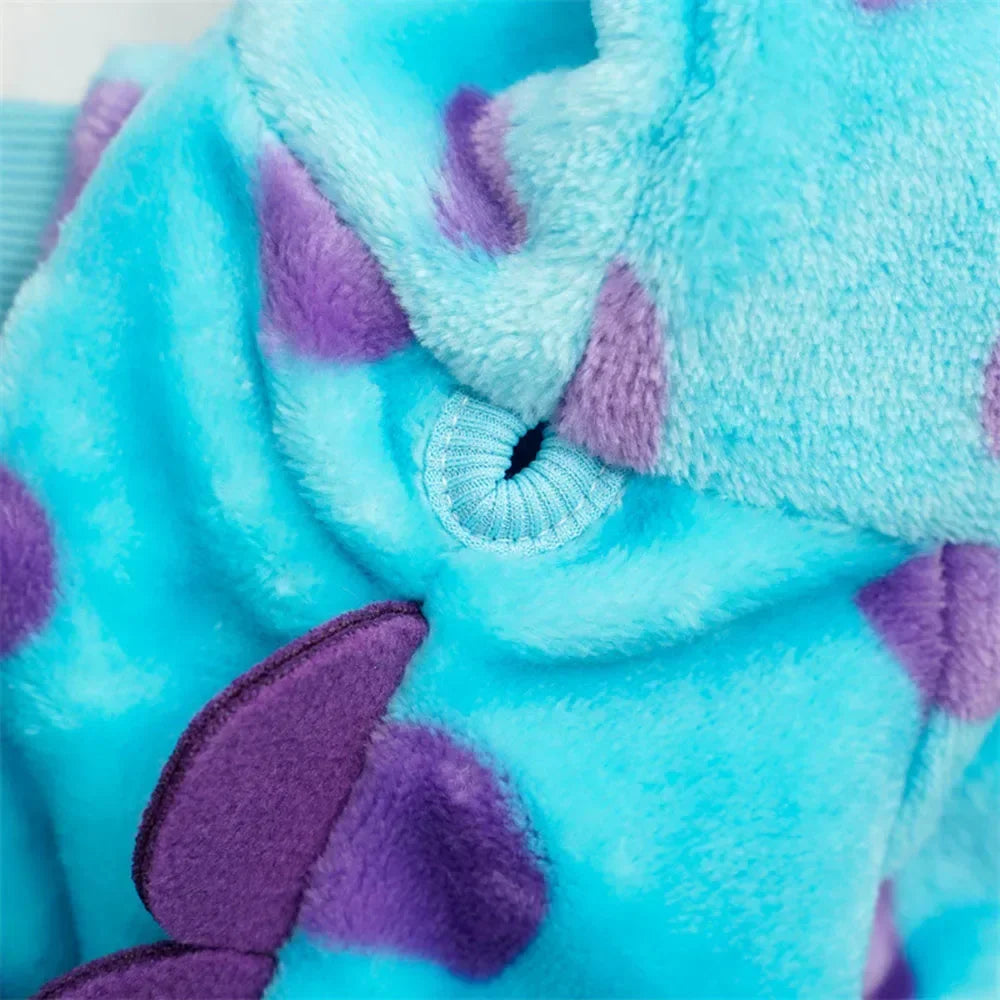 the BLUE MONSTER - Dog Clothes Warm Fleece Pet Hoodies, Dog Clothes for Small Dogs, Winter Pet Clothing Puppy/Cat Dinosaur Costume, Chihuahua Jacket