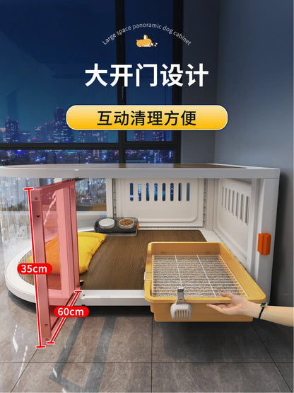 the GALAXY DOGHOUSE - New Kennel Luxury Villa, Pet Dog Cage, Small Dog Indoor Household Large Space Dog Villa with Wheels