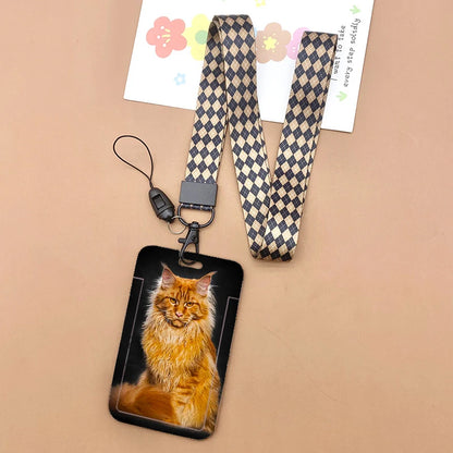 Cat and dog pattern Bank Credit ID Card Student Bus Card Holders Storage Protective Shell Pendant