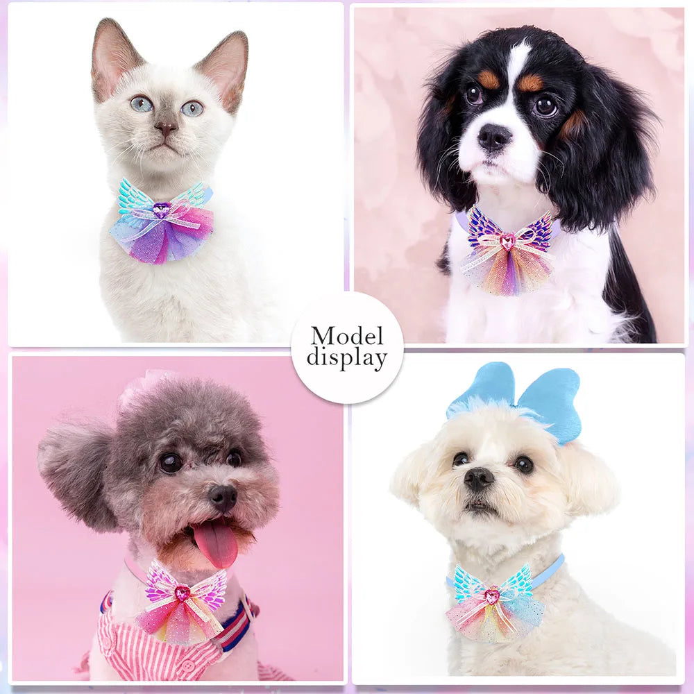 50/100PCS Lace Diamond Dog Bow Tie Small Dog Cat Puppy Bowties Wedding Dog Supplies Dog Grooming Accessories For Small Dogs