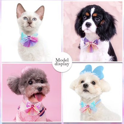 50/100PCS Lace Diamond Dog Bow Tie Small Dog Cat Puppy Bowties Wedding Dog Supplies Dog Grooming Accessories For Small Dogs