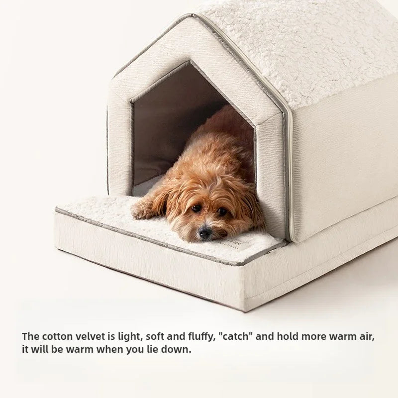 Sponge-Enclosed Small Dog House  Waterproof Winter Dog Bed  Removable Pet Warm House  Collapsible   Cat Sleeping Space