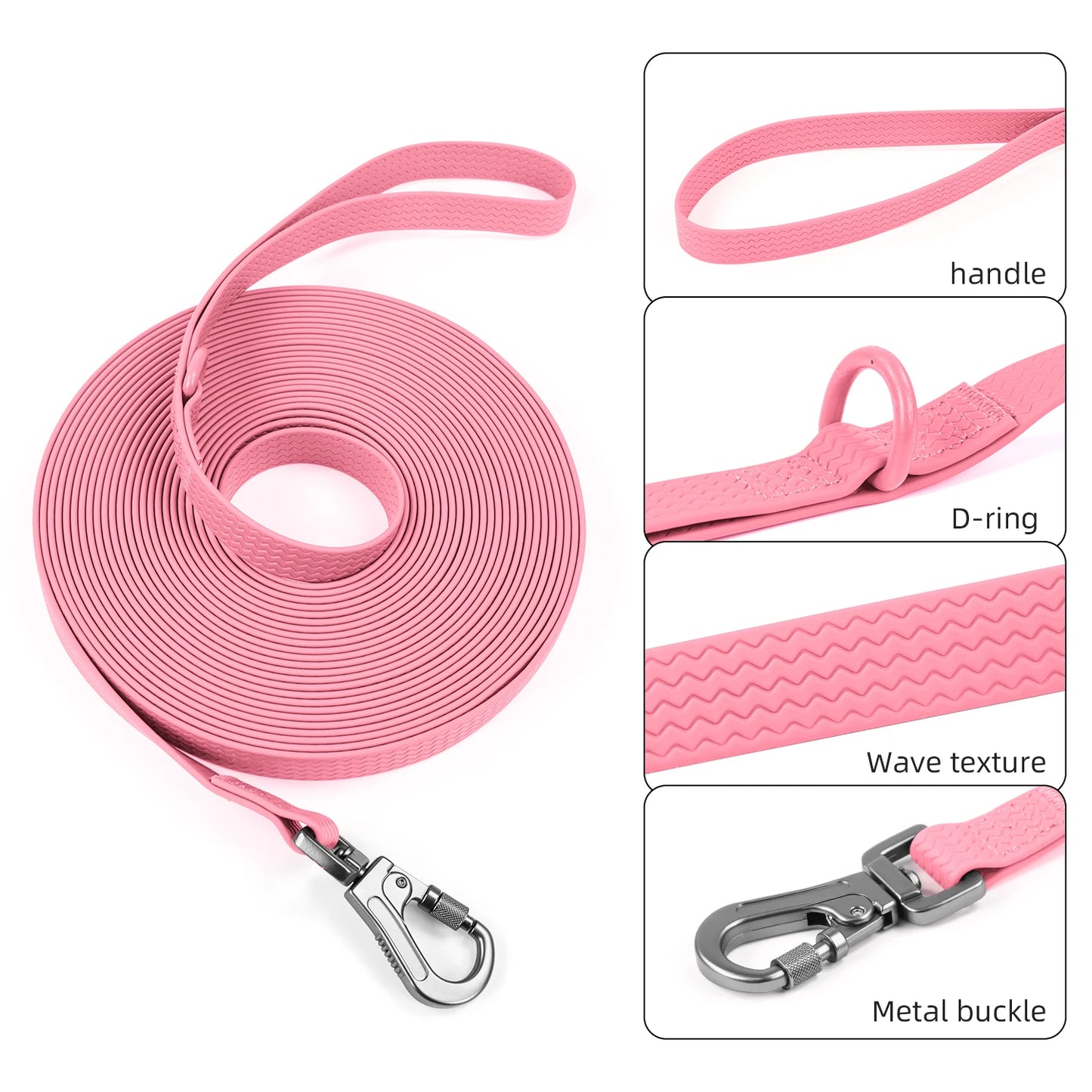 the EVERTRAIL PVC LEASH - 1.8M 3M 5M 10M PVC Dog Leash, Large Dog, Medium Non-Slip Waterproof and Easy to Clean Running Dog Training Leash, Long Strong