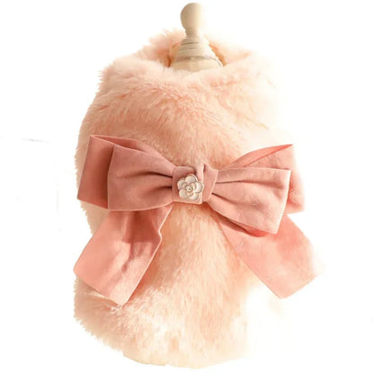 the PRINCESS PUPPY - Dog/Cat Princess Cotton Clothes, Elegant Luxury Fur Winter Overcoat for Small Dog/Cat, Clothes Bowknot Chihuahua