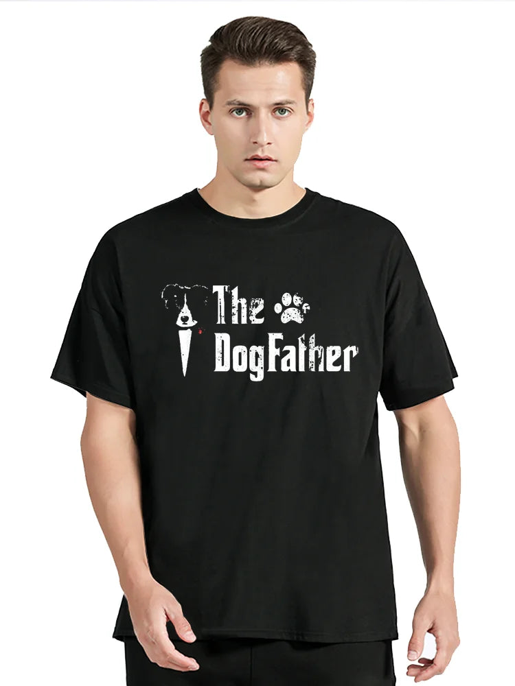 the DOG FATHER - Funny the Dogfather Border Collie Dog Dad T-Shirt, Father's Day, Graphic Streetwear Short Sleeve, Birthday Gift Summer T-Shirt