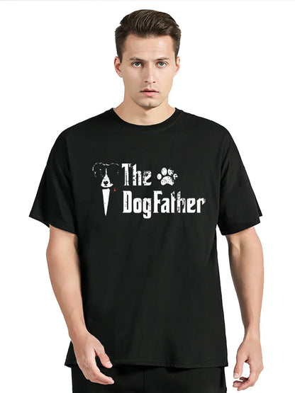 the DOG FATHER - Funny the Dogfather Border Collie Dog Dad T-Shirt, Father's Day, Graphic Streetwear Short Sleeve, Birthday Gift Summer T-Shirt