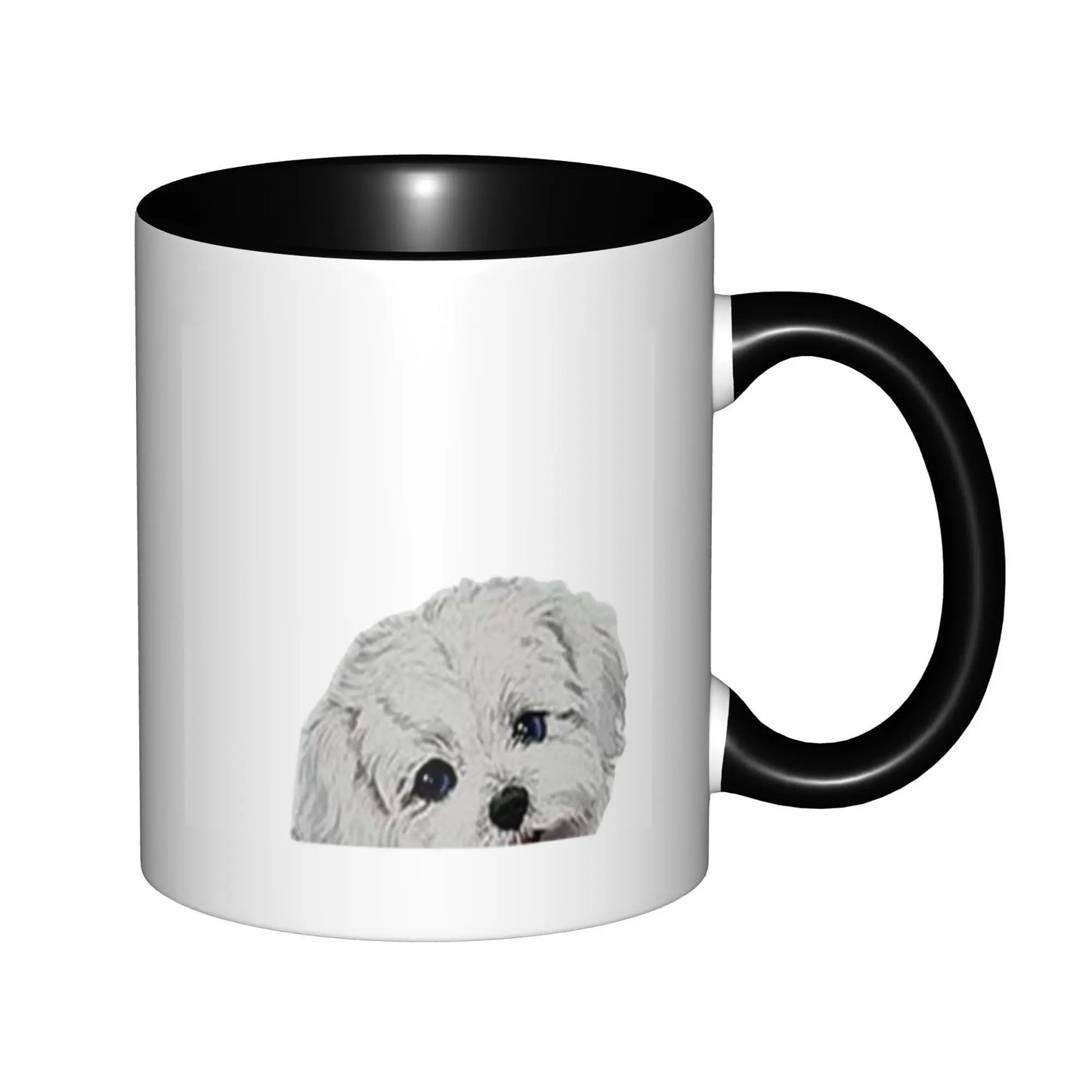 Maltese Dog Mugs With Black Handle Birthday Coffee Mugs Ceramic Tea Cups 11oz