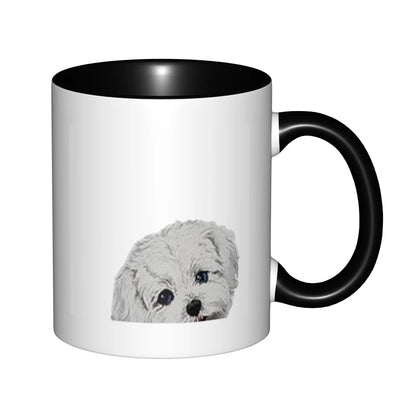 Maltese Dog Mugs With Black Handle Birthday Coffee Mugs Ceramic Tea Cups 11oz