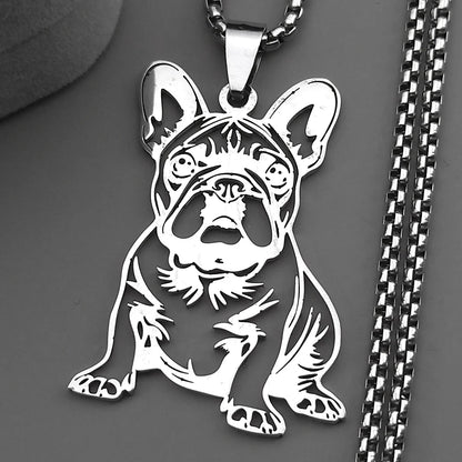 Sweet French Bulldog Chain For Women Men Stainless Steel Silver Color Animal Puppy Pug Dog Lovely Pendant Necklace Jewelry