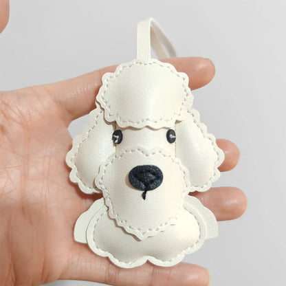 trendy cute kawaii cartoon leather Poodle dog bag charm pendant keychain animal backbag handbag decoration charm for women men