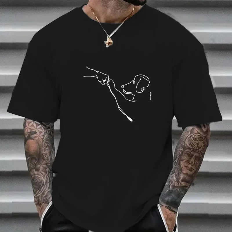 the FIST PUMP PAW PUMP - New for Men 100% Cotton Casual Sports Loose Fit Funny Dog First Print Round Neck Short Sleeved T-Shirt Top