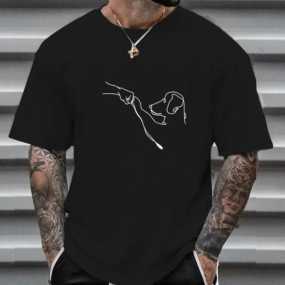 the FIST PUMP PAW PUMP - New for Men 100% Cotton Casual Sports Loose Fit Funny Dog First Print Round Neck Short Sleeved T-Shirt Top