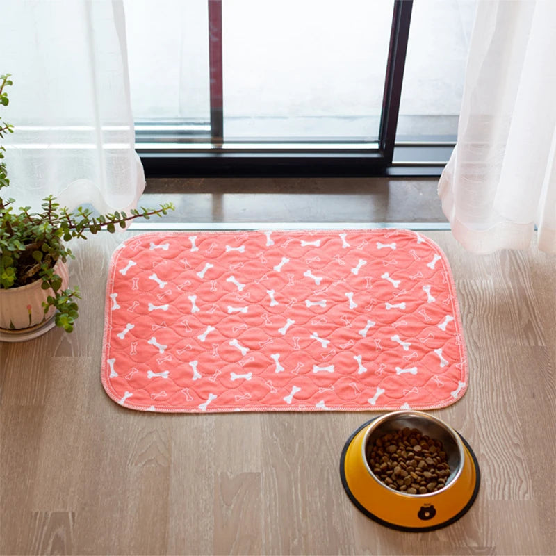 Waterproof Dog Pet Diaper Mat Reusable 3 Layer Absorbent Dog Bed Cat Diaper Pad Bone Paw Print Seat Cover Mat for Sofa Bed Floor