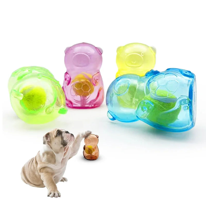 Pet Dog Chew Toy Outdoor Pet Puppy Bite Resistant Molar Floating Rubber Tennies Bear Squeaky Toy Dog Squeaky Toy Accessories
