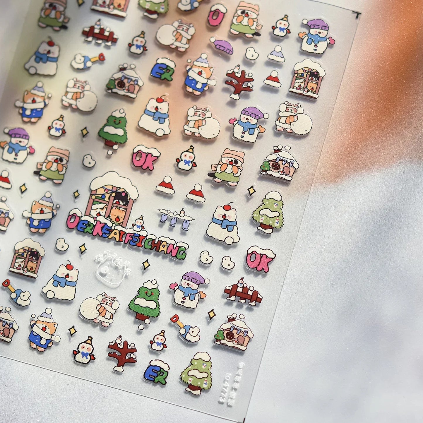 Graffiti Cat Claw Rabbit Bunny Bear Dog Flower Lovely Animal Fruit Dim Sum Candy Sunflower Adhesive 5D Nail Art Stickers Decal