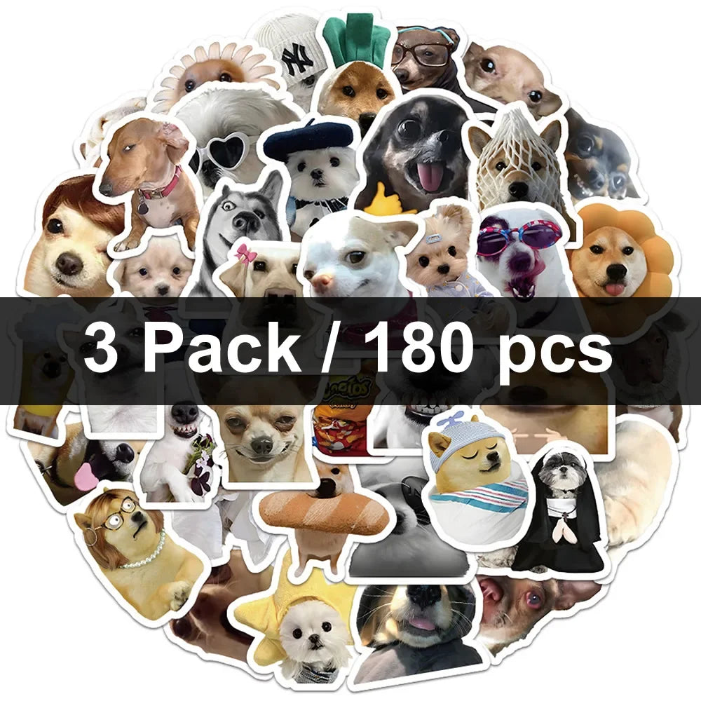30/60/180 Funny Dogs Stickers Cartoon Cute Decals Toy Stationery Guitar Phone Bicycle Laptop Luggage Car Graffiti Kids Sticker