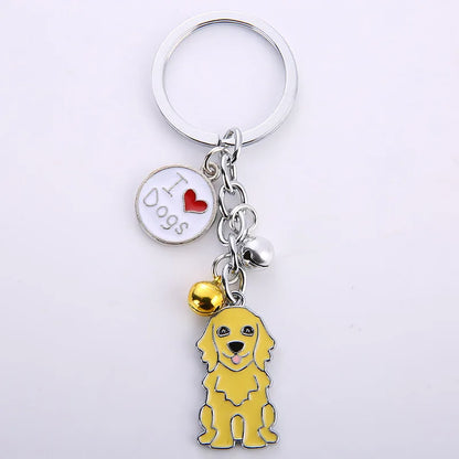 New Popular Cute Metal Dog Key Chain Car For Women Pendant Pet Dog Bell Keychains Jewelry Car Key Ring Party Gift K5222