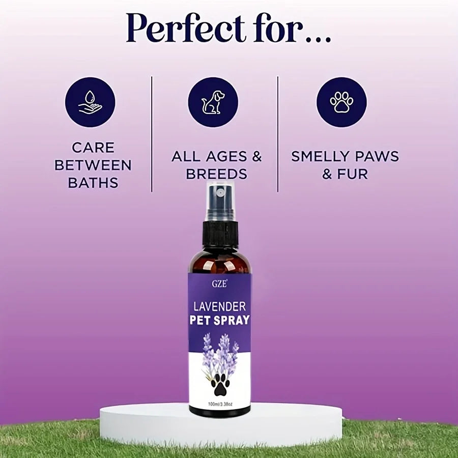 the LAVENDER PET SPRAY - Lavender Cat and Dog Repellent Spray - Natural Pet Repellent for Indoor and Outdoor Use - Long Lasting Formula for Training