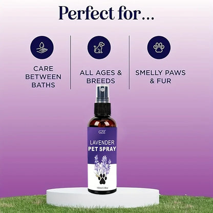 the LAVENDER PET SPRAY - Lavender Cat and Dog Repellent Spray - Natural Pet Repellent for Indoor and Outdoor Use - Long Lasting Formula for Training