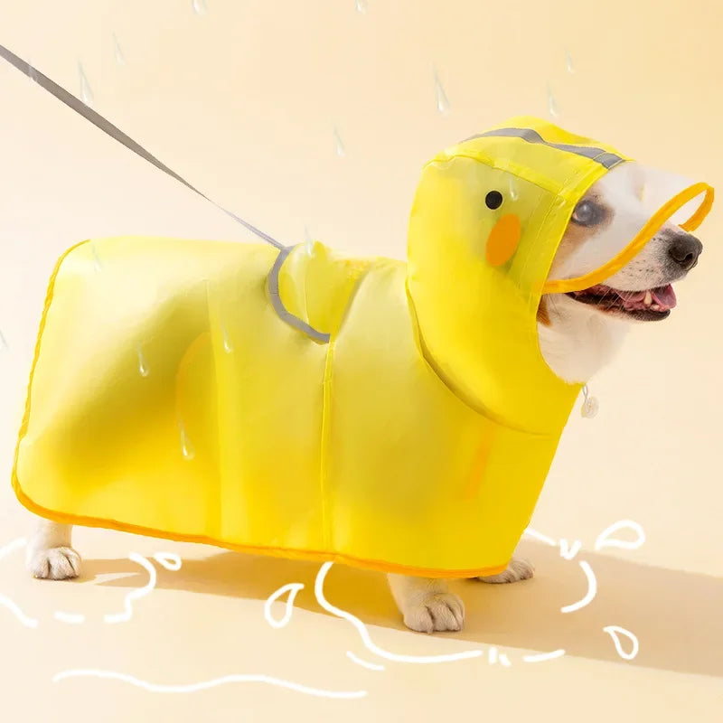 the DUCK'N'DRY RAIN PONCHO - Pet Dog Duck Shape Rainwear/Raincoat, Puppy/Pet Hooded Waterproof Jacket Clothes, Soft PVC Small Dogs Raincoat, Puppy Rain Poncho