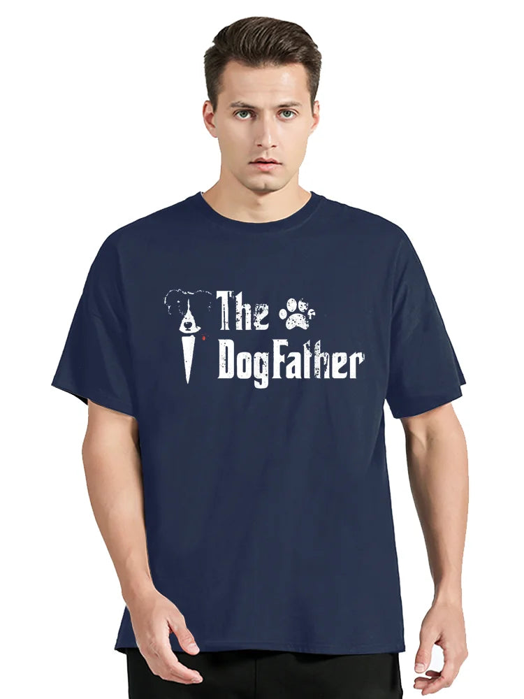 the DOG FATHER - Funny the Dogfather Border Collie Dog Dad T-Shirt, Father's Day, Graphic Streetwear Short Sleeve, Birthday Gift Summer T-Shirt