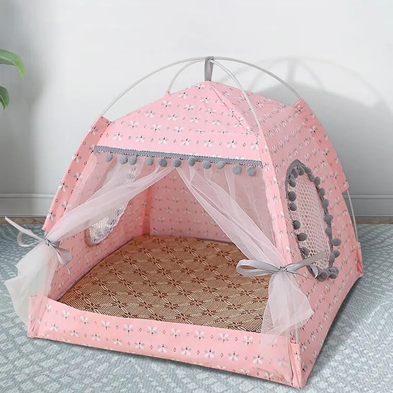 the DAINTY DOGHOUSE - Pet Dog/Cat Tent, Summer Cave Hut Cat/Dog, Sleep House for Kitten/Puppy, Playpen Cage Basket Kennel, Small Doghouse Bed Chihuahua