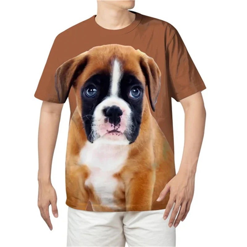 the BULL-TERRIER - Summer Bull-Terrier Dog Graphic 3D Print T-Shirts, Men/Women Dog Animal T-Shirt, Short Sleeve Oversized Kids Tee Top