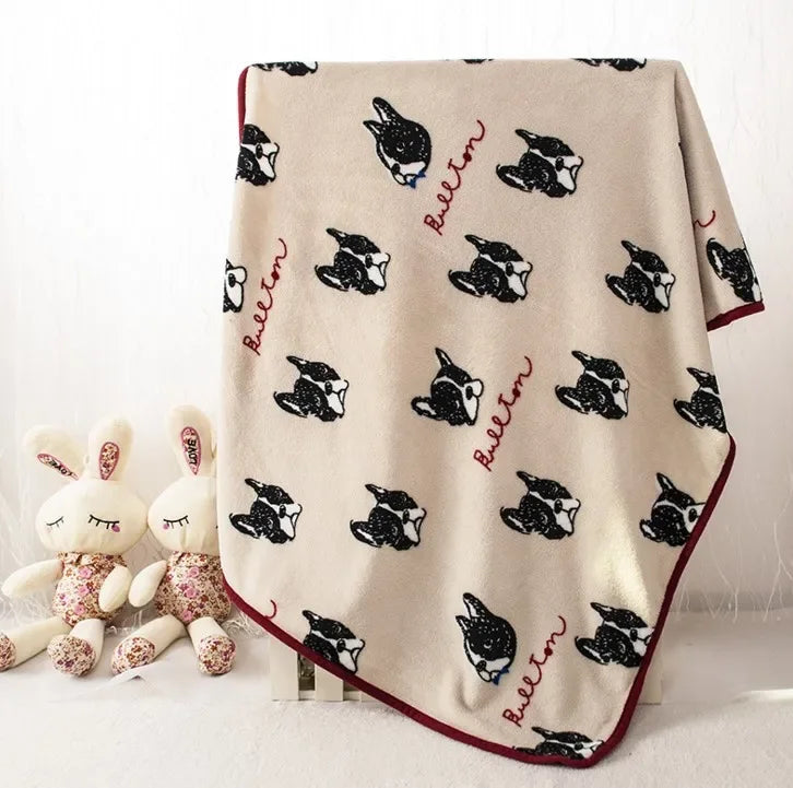 100x75cm Warm Pet Beds Cover Mat Thickened Coral Fleece Dog Blanket Soft BullDog Printed Quilt  Pet Sleeping Blanket Pet Mat
