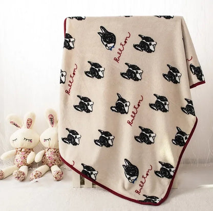 100x75cm Warm Pet Beds Cover Mat Thickened Coral Fleece Dog Blanket Soft BullDog Printed Quilt  Pet Sleeping Blanket Pet Mat