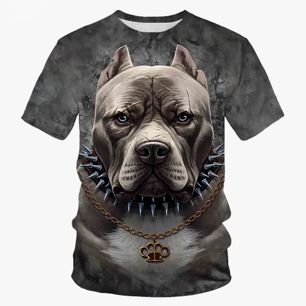 the ALPHA DOG CLUB - Summer Fashion Trend Novel Cute Dog 3D Printed Dog Pattern Trend Casual Comfortable Short Sleeved Top