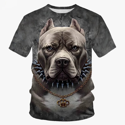 the ALPHA DOG CLUB - Summer Fashion Trend Novel Cute Dog 3D Printed Dog Pattern Trend Casual Comfortable Short Sleeved Top