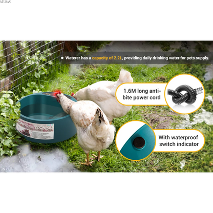 Heated Pet Bowl Intellectual Temperature Control 2.2L Heated Dog Bowl Winter Bird Bath Heater Dish Thermal Water Bowl for Dogs