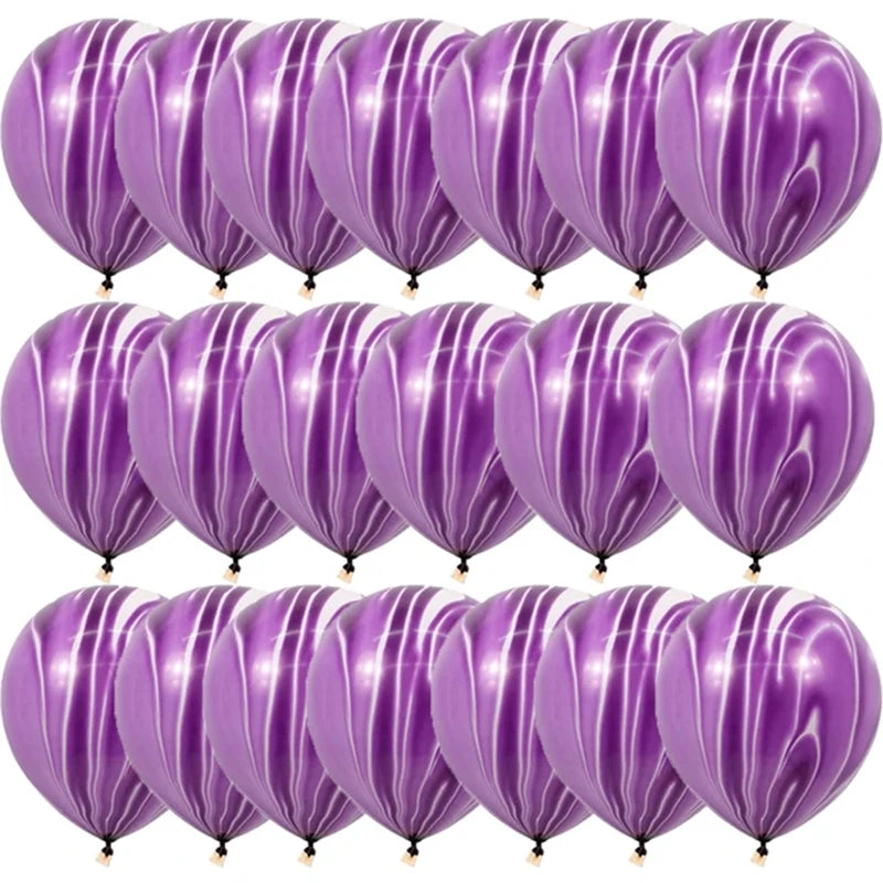Blue Pink Purple Set Agate Marble Balloons Silver Confetti Balloon Wedding Valentine's Day Baby Shower Birthday Party Decoration