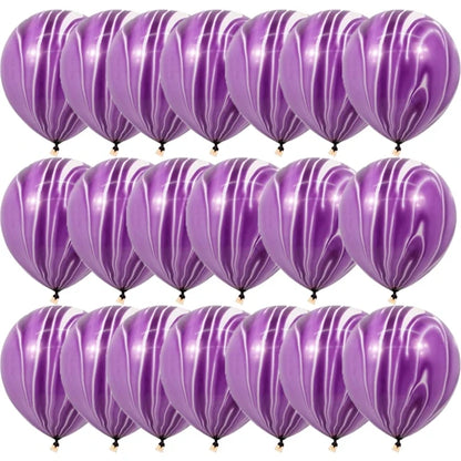 Blue Pink Purple Set Agate Marble Balloons Silver Confetti Balloon Wedding Valentine's Day Baby Shower Birthday Party Decoration