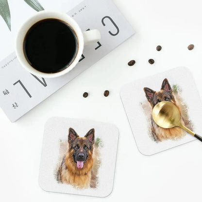 German Shepherd Dog Coasters Kitchen Placemats Non-slip Insulation Cup Coffee Mats For Decor Home Tableware Pads Set of 4