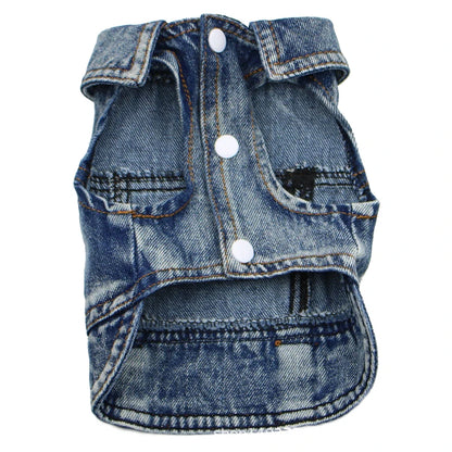 Pet Dog Denim Jacket Dark Wash Sleeveless Towable Jeans Vest Coat for Small Medium Dogs Cat Puppy Spring/Autumn Clothes Apparel