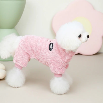 Autumn Winter Dog Cat Warm Clothes Pullover Plush Jumpsuit for Small Medium Dogs Chihuahua Poodle Bulldog Four-legged Coat
