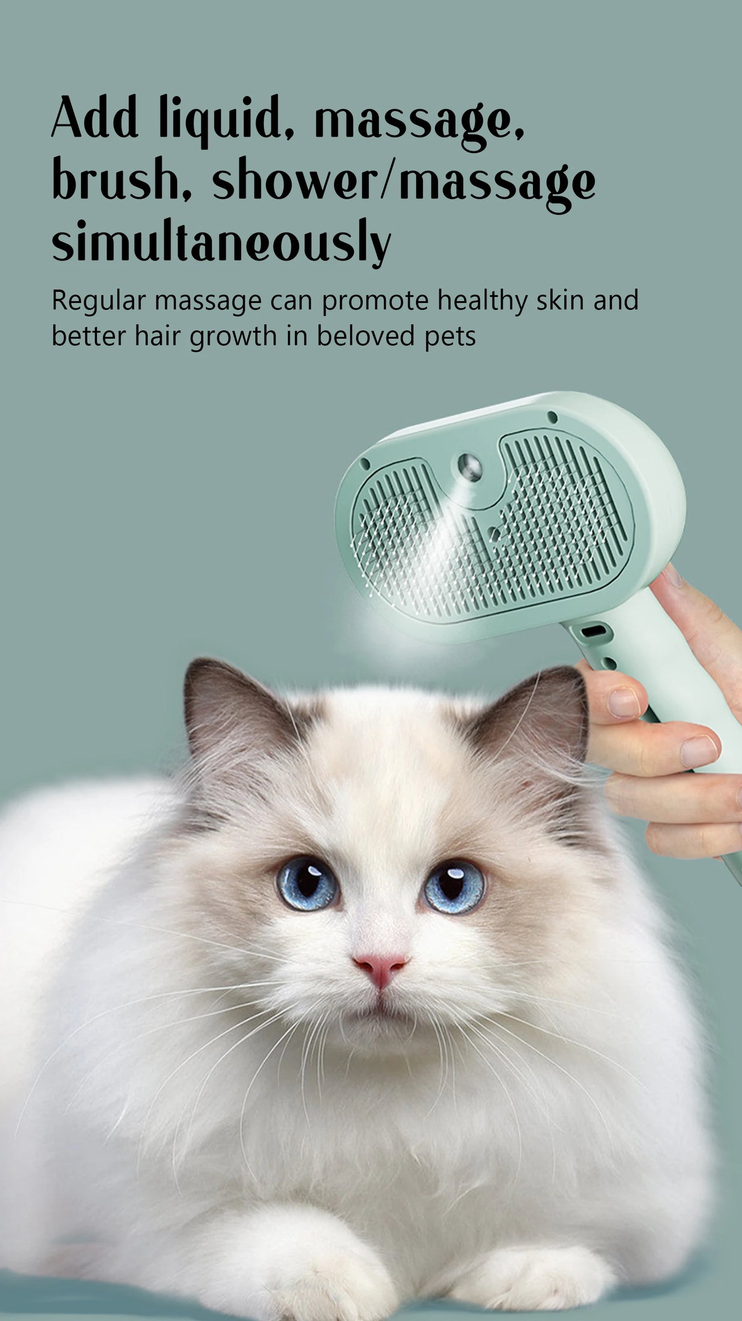 Dog Steam Comb Pet Massage Brush USB Charging Safe Round Head Soft Teeth Spray Hair Removal Comb Universal for Cats Dogs