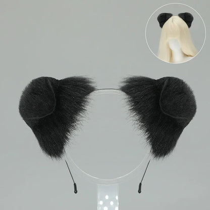 New Anime Handmade Kawaii Dog Furry Ears Headband Night Party Simulated Cute Wolf Dog Ears Cosplay Props
