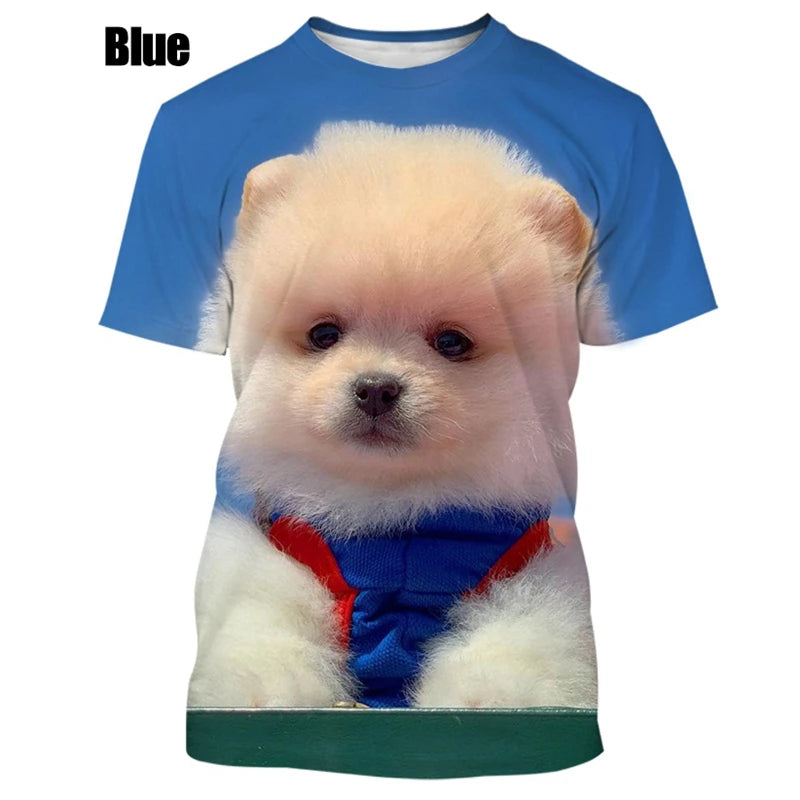the PUFFY POMERANIAN - New Summer Hot Sale Funny Dog Pomeranian 3D Printing High Quality Men's and Women's T-Shirt Tops, Cute Tee Clothing