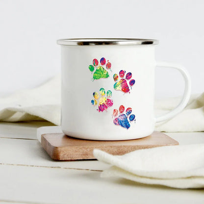 Peace Love Dogs Print Creative Enamel Coffee Mugs Cartoon Dachshunds Dog Paw Party Beer Juice Milk Cups Friend Birthday Gifts