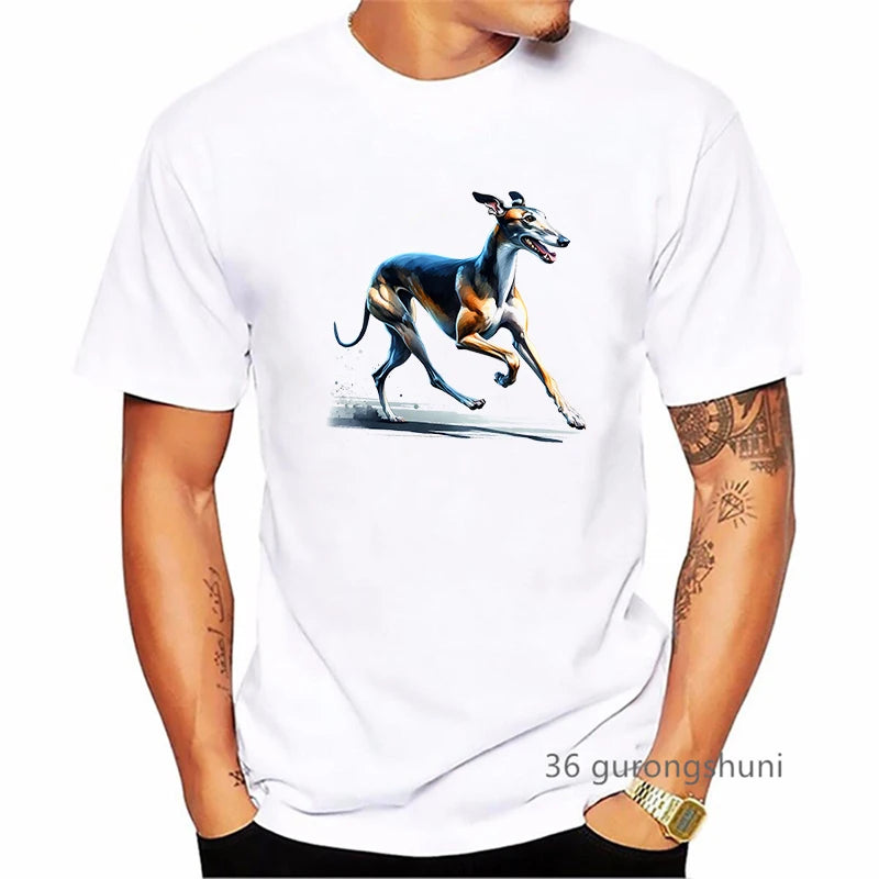 the GREYHOUND - Greyhound Animal Printed T-Shirt, Men Summer Fashion T-Shirt, Homme Kawaii Dog Lover T-Shirt, Harajuku Shirt Streetwear
