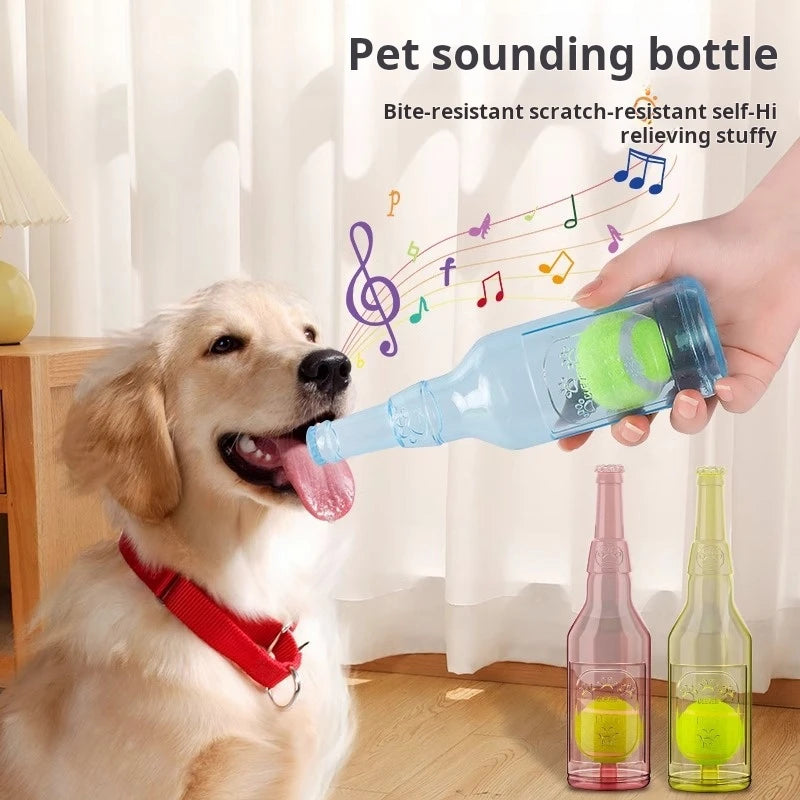 the BOTTLEBOUNCE PLAY BALL - Dog Toy Bottle Sound Chew Ball, Pet Toys Interactive Ball for Big Dog/Small, Dog Pet Training Tennis Bottle, Pet Supplies
