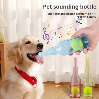 the BOTTLEBOUNCE PLAY BALL - Dog Toy Bottle Sound Chew Ball, Pet Toys Interactive Ball for Big Dog/Small, Dog Pet Training Tennis Bottle, Pet Supplies